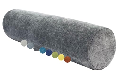VEAI Almohada CilíNdrica Cervical para Cuello, Espalda Y Piernas con Funda ExtraíBle Y Transpirable, Soporte ErgonóMico para Cabeza, Espalda Y Piernas, CojíN CilíNdrico(Gris Oscuro,D20cmxL70cm)