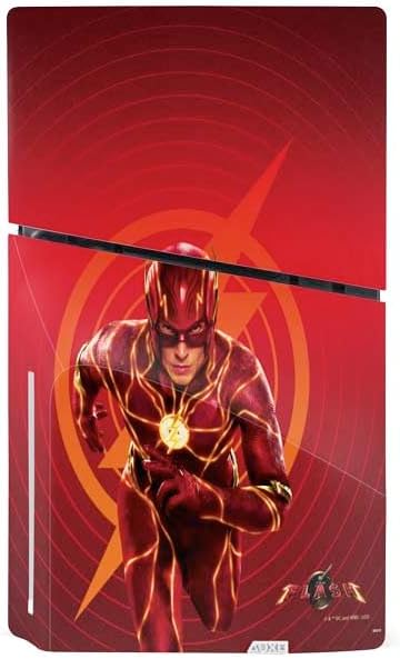 Skinit Decal Gaming Skin Compatible with PS5 Slim Disk Console - Officially Licensed DC Comics The Flash Movie: Flash in Motion Design