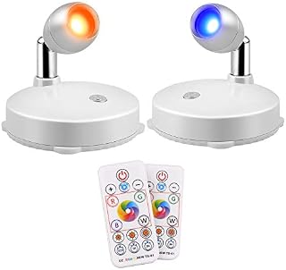 RGB LED Spotlight, Prosperbiz Battery Operated Accent Lights, Wireless LED Puck Light, Dimmable