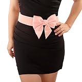 Jumwrit Women Big Bowknot Waist Belt Wide Elastic Cinch Belt Solid Color Vintage Waistband Cute Wedding Party Dress Belt Accessory Fashion Lady Stretchy Belt(Pink)