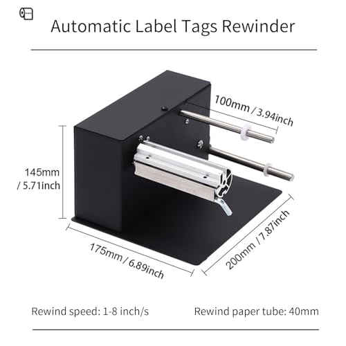 Automatic Label Rewinder, 180mm Speed Adjustable Automatic Label Rewinder, Two-Way Rewinding Label Roller Machine Synchronize with Printer