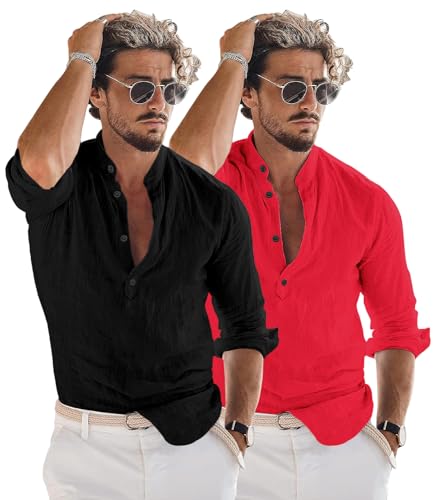 Image of Combo of Men Solid Cotton Blend Straight Kurta Shirt Pack of 2