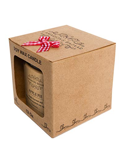 Apple Pie - Apple And Cinnamon Scented Soy Candle With Cinnamon Powder Decor- Large Soy Candle In A Kraft Box #TOP4