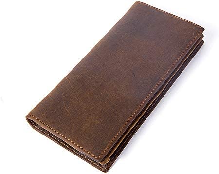 Men's Long Wallet ,RFID Vintage Look Wallet Leather Long Bifold Wallet Checkbook Wallets