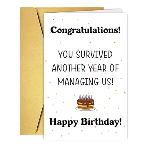 PUGAILA Funny Birthday Card for Boss Manager Hilarious Happy Bosss Birthday Card from Employees Staff Ideal Lady Boss Manager Birthday Gift Decor