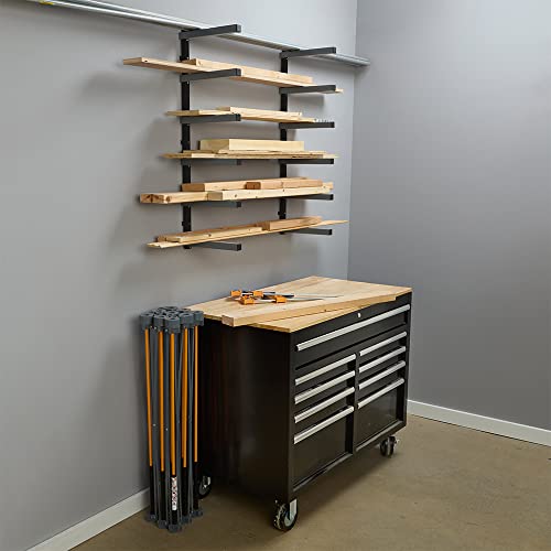 Bora Portamate Wood Organizer And Lumber Storage Metal Rack With 6-Level Wall Mount – Indoor And Outdoor Use, Black/Grey - Pbr-006B #TOP6