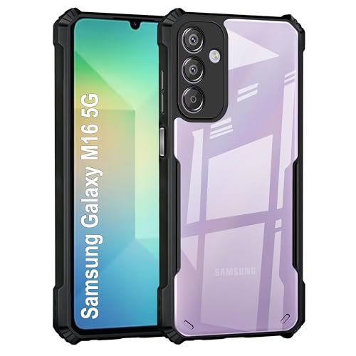 Image of Amazon Brand - Solimo Back Case Cover for Samsung Galaxy M16 5G | Compatible for Samsung Galaxy M16 5G Back Case Cover | Clear Case with Camera Protection | (TPU + PC | Matte Black)