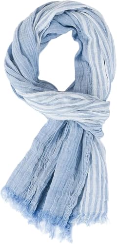Écharpe pour homme bleu clair à rayures, le châle idéal des matins frais