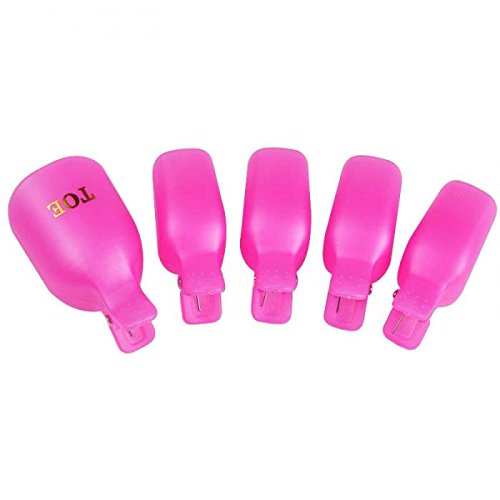 Yimart® Pack of 10 Reusable Plastic Toenail Nail Art Soak Off Cap Clip UV Gel Polish Remover Wrap Tool (Rose red)