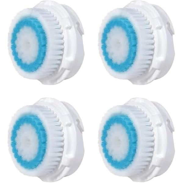4 szt. wymienne głowice szczoteczki do czyszczenia twarzy do szczoteczek Sensitive Mia 1, 2, 3 (Aria), inteligentny profil, Alpha Fit, Plus, Sonic Radiance (biały i niebieski)