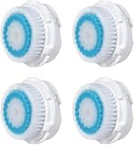 4pcs Facial Cleansing Brush Replacement Brush Heads for Sensitive Mia 1, 2, 3(Aria), SMART Profile, Alpha Fit, Plus, Sonic Radiance（White and Blue)