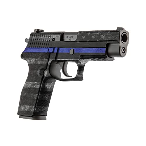 GunSkins Universal Pistol Skin Compatible with Airsoft AEG and BB Gun- Vinyl Wrap - Trim to Install - 100% Waterproof - Non-Reflective Matte Finish - GS Thin Blue Line