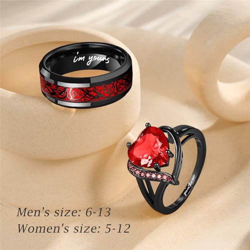 2 PCS Personalized Promise Rings for Couples Custom Wedding Rings for Him and Her Engraved Couples Rings Set His and Her Wedding Bands Engagement Gift3