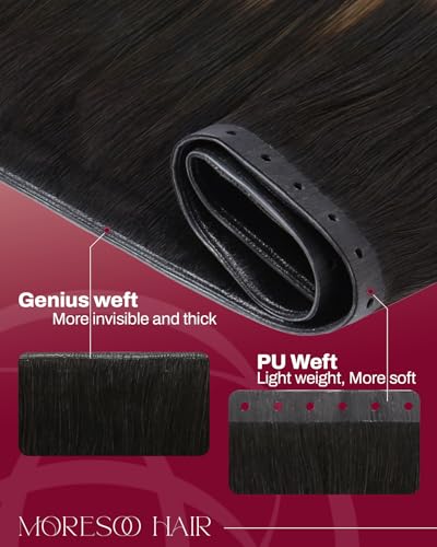 Image of Moresoo Butterfly Weft Hair Extensions, Balayage Brown, Remy Human Hair | 24 Inch 50g, flowing remy human hair gives graceful balayage length for travel, bridal events and refined hairstyles