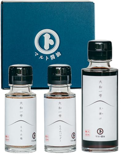マルト醤油 三つ揃えセット(生揚げ) 無添加調味料 奈良最古の醤油蔵 限定生産 (生揚げ醤油+もろみ塩+もろみパウダー) 日本製 贈答品 ギフト 家族への感謝