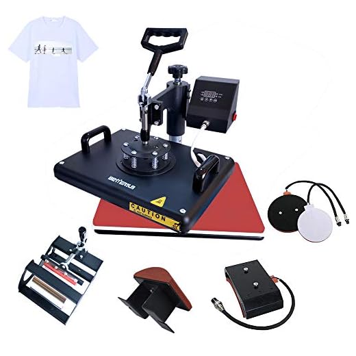 BetterSub Heat Press,5 in 1 Heat Press Machine,T-Shirt Heat Transfer Industrial-Quality Sublimation Machine,360 Degree Swivel 12x15 Print Press Machine for Mug Hat Plate Cap Red