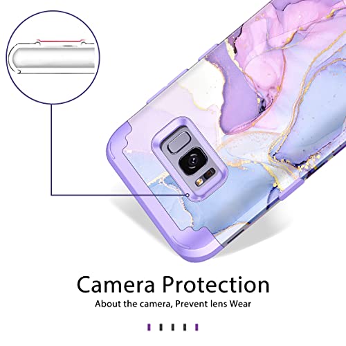 Miqala For Galaxy S8 Plus Case,Marble Design Three Layer Heavy Duty Shockproof Hard Plastic Bumper +Soft Silicone Rubber Protective Case For Samsung Galaxy S8 Plus,Purple #TOP7