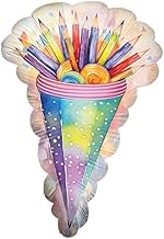 Party Factory Back to school Folienballon Einschulung Schultüte 70x48 cm, Bunt, Ballon Helium geeignet, Schulanfang Deko, Luftballon für Einschulungsfeier und Schulstart