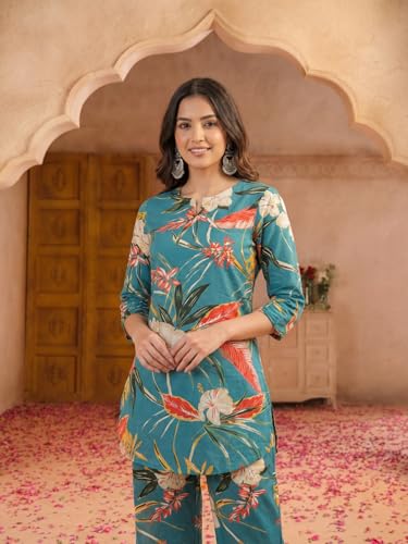 Image of Leriya Fashion Kurta Sets for Woman | Co ord Set for Women Stylish | Kurti Set for Woman | Short Kurti for Women | Kurtis | Ethnic Jaipuri Straight Kurta Set with Palazzo Pants | Salwar Suit for Party Outfits