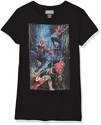 T-shirt Marvel Girl Spidey Attack noir idéal pour l'école et le parc