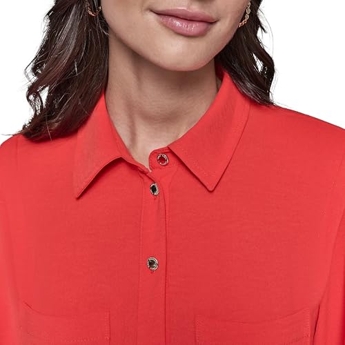 Image of Karl Lagerfeld Women's Long Sleeve Multifunctional Shirt Dress