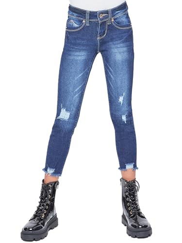 YMI Girls Wannabettafit Ankle Jeans with Dogbite Hem