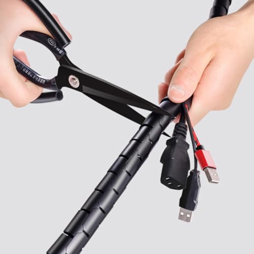 Cable sleeve organizador de cables con tubo espiral anti-mordeduras negro de 10 m para protección de cables y escritorio miniatura 3