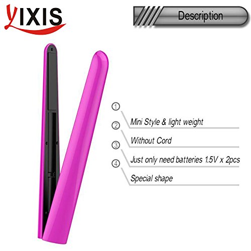 Cordless Mini Travel Titanium Ion Plates Hair Straightener Ceramic Tourmaline Ionic Flat Iron for Women Men Kids Rose Pink