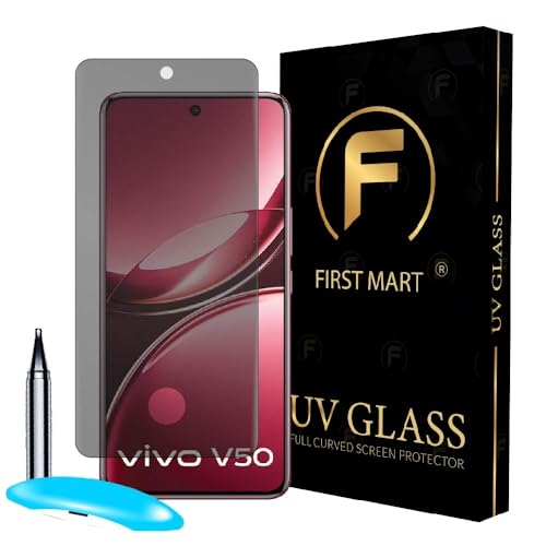 Image of FIRST MART UV Privacy Tempered Glass for Vivo V50 | Anti-Spy 9H Curved Screen Protector, Edge-to-Edge, Case-Friendly | 1 Pack