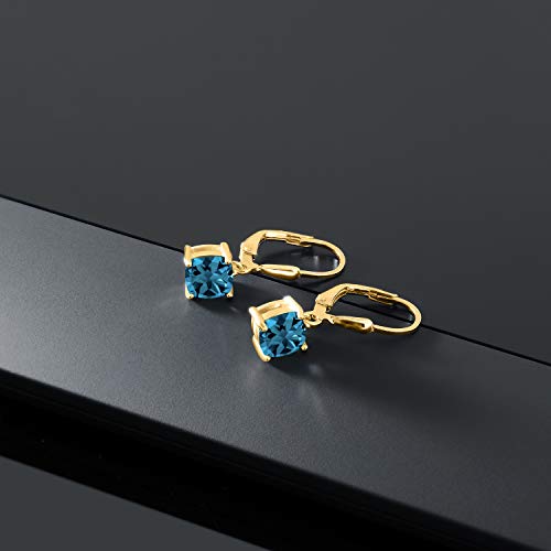 Gem Stone King 18K Yellow Gold Plated Silver 6MM Cushion Gemstone Birthstone Dangle Earrings For Women | Fine Jewelry Gifts for Her Mom Women Wife - Image 6
