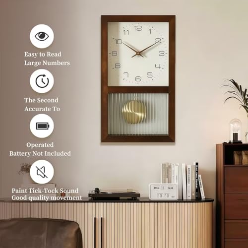 Reloj de Pared con Péndulo, Diseño Vintage Silencioso, 28x45 cm miniatura 4