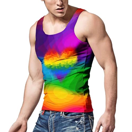 RUMAOZIA Tank Top Herren Baumwolle Bunt Rainbow Regenbogenflagge Tanktop...