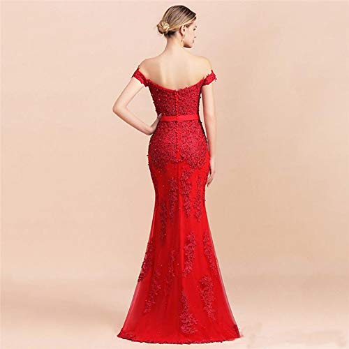 Women's Off The Shoulder Prom Dress Mermaid Long Lace Evening Gowns2