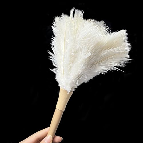 Image of Feather Duster 15.7 Inch - Made of Ostrich Feathers for Cleaning Home (Off White)