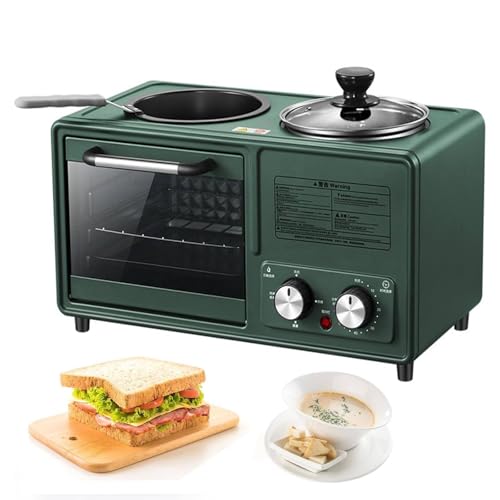 WJWWR Macchina per la Colazione Multifunzionale 4 in 1, Forno Elettrico Completamente Automatico, Padella Antiaderente da 1600 W, Adatta per Il Campeggio e l'uso Domestico.