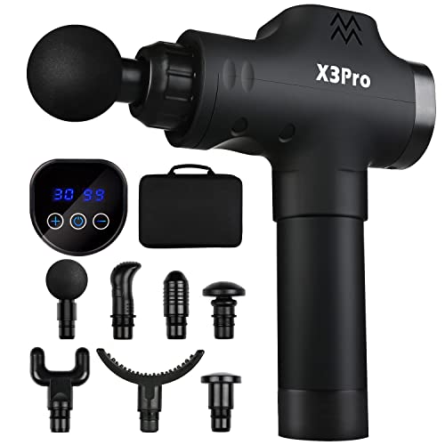 Massage Gun Deep Tissue Percussion Muscle for Athletes,Quiet Handheld Massagers with 30 Speed, Electric Back Massager of X3 Pro(Black)