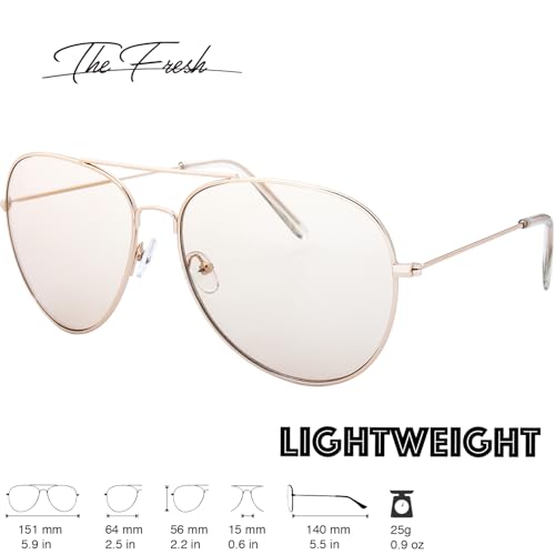 The Fresh Classic Aviator Frame Light Color Lens XL Oversized Sunglasses Gift Box3