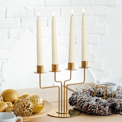 Image of Baquler 50 Pcs Flameless Taper Candles LED Taper Candles Flickering Bulk Ivory LED Candlestick for Easter Wedding Church Halloween Christmas Party Decor Table Centerpiece, 8.5 in, No Batteries