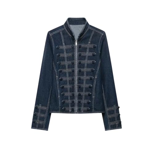 Women Autumn Winter Elegant Denim Jacket Street Knot Button Cropped