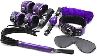 BeHorny S & M Kit de Bondage comprenant Menottes, Corde, Bandeau,Fouet, Bâillon, Collier