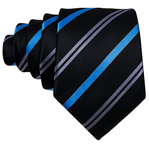 Image of Barry.Wang Plaid Ties for Men Silk Necktie Handkerchief Cuff Links Set