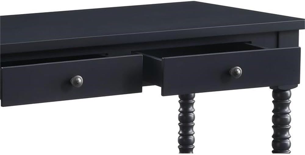 Acme Altmar Wooden 2-Drawer Writing Desk with Turned Legs in Black