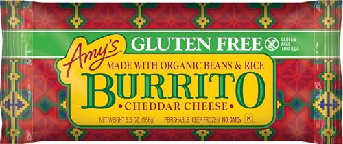 Amy's Frozen Meals, Cheddar Cheese Burrito with Beans and Rice, Gluten Free, 5.5 oz
