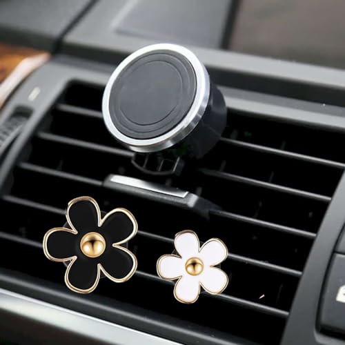 8Pcs Car Air Vent Clips Daisy Flower Air Freshener Clip Cute Flower Air Conditioning Outlet Clip for Car Interior Decorations Charm Inter Decor Accessories (Black+White) - Image 4