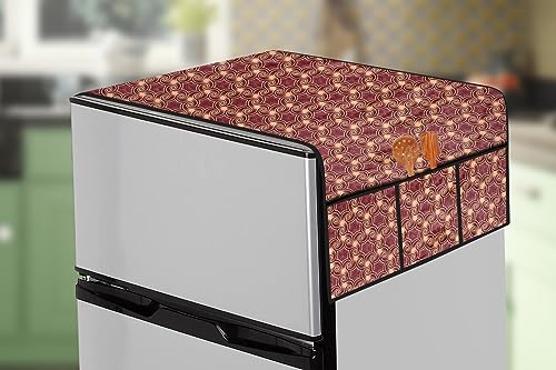 Image of The Furnishing Tree Fridge Top Cover Compatible for Samsung RT28T3C23NV /HL, 244 LTR WxL 65x111 in CM Packed Pattern Multicolor