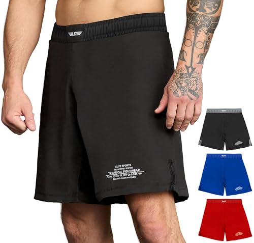 Elite Sports Men's New Item Jack Series Fight Shorts, Black, Medium