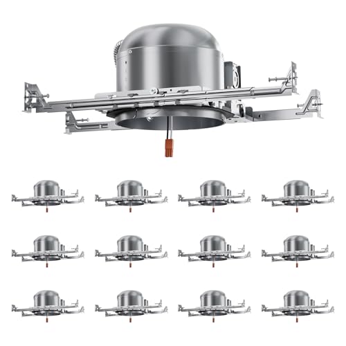 Anyhome 12 Pack 6 Inch Recessed Lighting Housing 2024 Version IC Rated & Air Tight Can Light Housing New Construction Recessed Retrofit Downlight Housing TP24 Connector ETL Listed