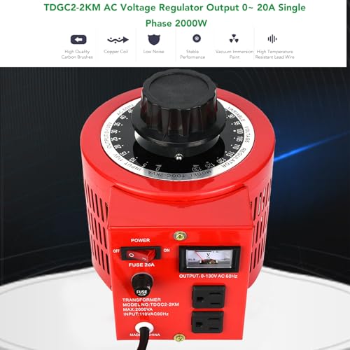 AC Voltage Regulator Transformer 0-130V 20A Single Phase Converter 110V US Plug 2000W4