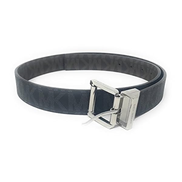 Michael Kors Kvinnor 30 mm brun till svart vändbar MK logo monogram syntetiskt läderbälte