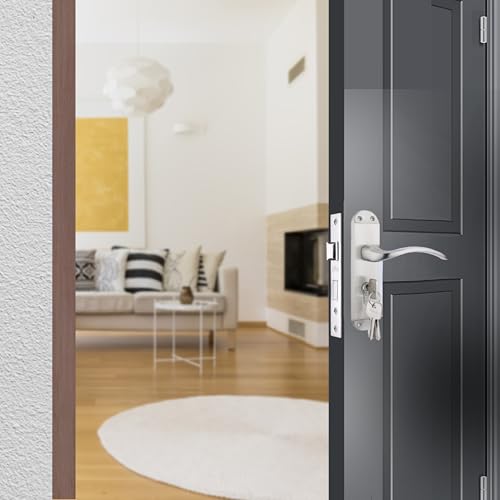 Image of Godrej Mortise Lock | BM 02 Handle Lock Set | for Home & Office | Satin Steel Finish | 200 mm Lockbody | Europrofile Cylinder 60mm Knob from Inside | 3Keys | Double-Throw Deadbolt | 5 Years Warranty